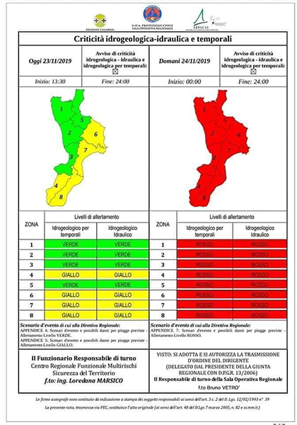 allerta meteo 25 novembre 2019