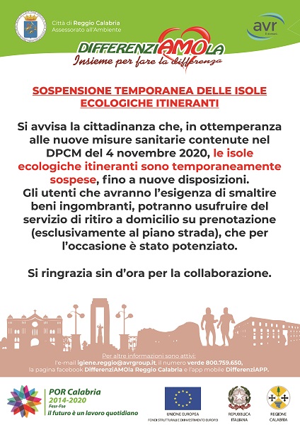 SOSPENSIONE ISOLE ECOLOGICHE ITINERANTI