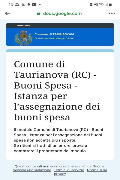 buoni spesa taurianova