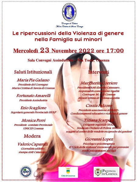 convegno violenza di genere sui minori - cosenza